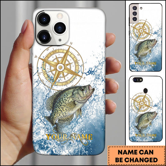 Joycorners Crappie Fishing Golden Compass Water Splash Personalized Name 3D Phone Case