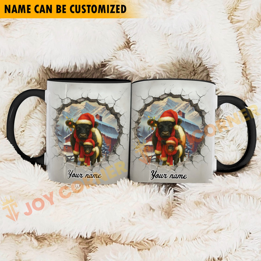 Joycorners Belted Galloway Personalized Name Christmas Farmyard Mug