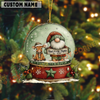 Joycorners Personalized Farmhouse Christmas Snow Globe Acrylic Ornament (14 Breed Options)