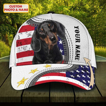 Joycorners Dachshund American Star Customized Name And Dog Cap