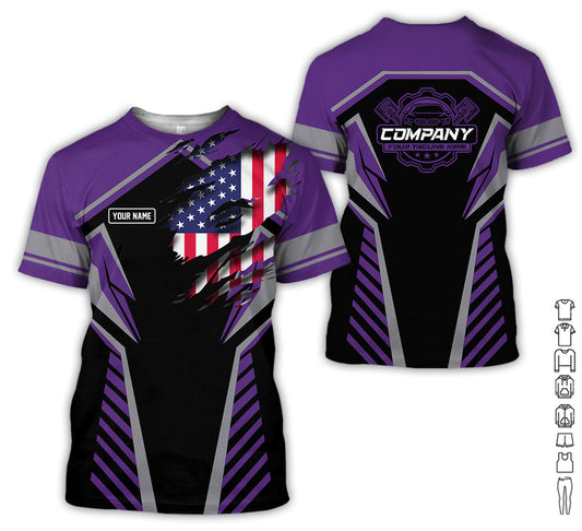 Joycorners Personalized Diesel Mechanic Shirt, Purple Garage Uniform, Gift for Car Guys & Technicians, Size S to 5XL PT2609