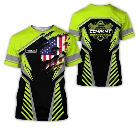 Joycorners Personalized Diesel Mechanic Shirt, Yellow Green Garage Uniform, Gift for Car Guys & Technicians, Size S to 5XL PT2609