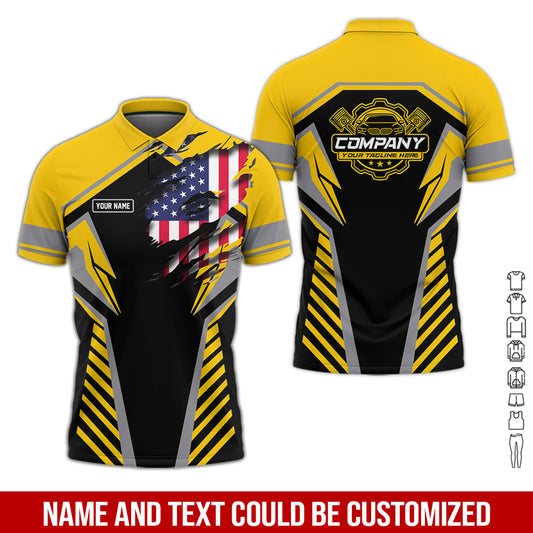 Joycorners Personalized Diesel Mechanic Shirt, Yellow Garage Uniform, Gift for Car Guys & Technicians, Size S to 5XL PT2609