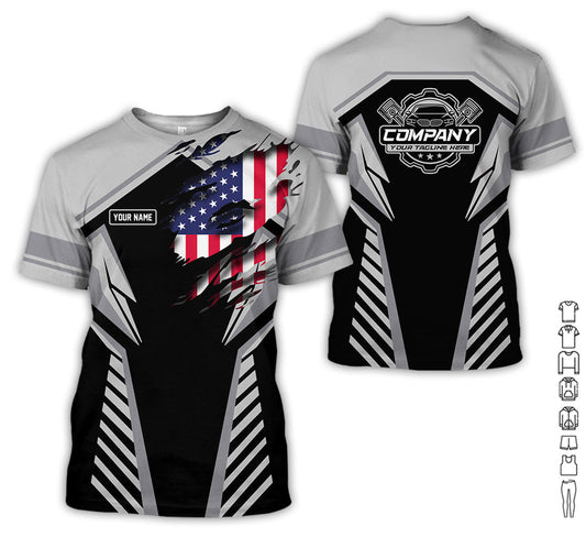 Joycorners Personalized Diesel Mechanic Shirt, Grey Garage Uniform, Gift for Car Guys & Technicians, Size S to 5XL PT2609