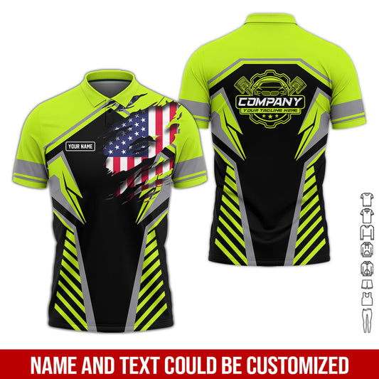 Joycorners Personalized Diesel Mechanic Shirt, Yellow Green Garage Uniform, Gift for Car Guys & Technicians, Size S to 5XL PT2609