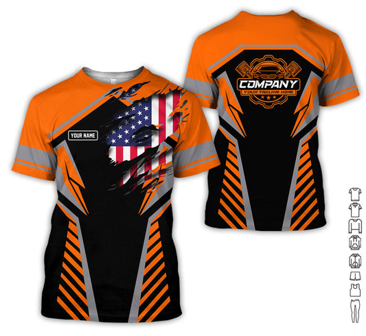 Joycorners Personalized Diesel Mechanic Shirt, Orange Garage Uniform, Gift for Car Guys & Technicians, Size S to 5XL PT2609