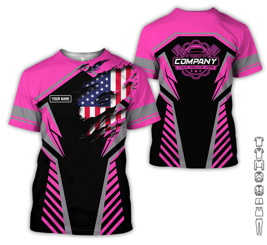 Joycorners Personalized Diesel Mechanic Shirt, Pink Garage Uniform, Gift for Car Guys & Technicians, Size S to 5XL PT2609