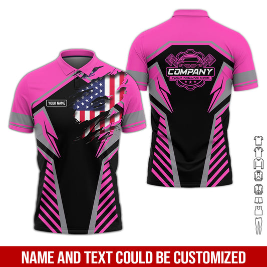 Joycorners Personalized Diesel Mechanic Shirt, Pink Garage Uniform, Gift for Car Guys & Technicians, Size S to 5XL PT2609