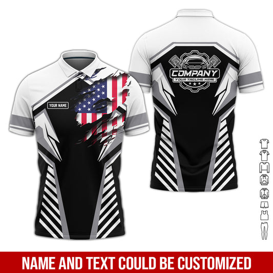 Joycorners Personalized Diesel Mechanic Shirt, White Garage Uniform, Gift for Car Guys & Technicians, Size S to 5XL PT2609