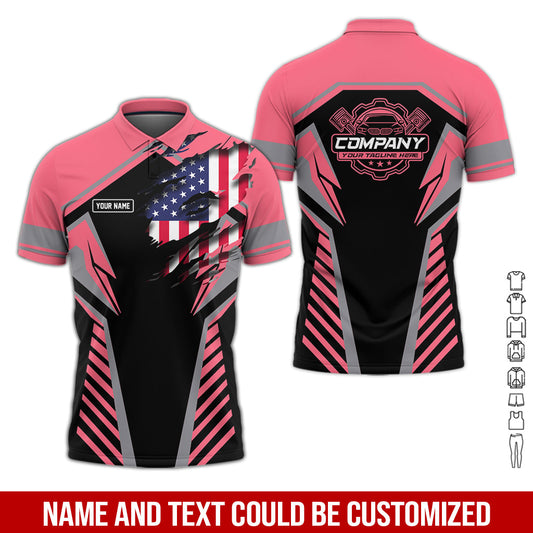 Joycorners Personalized Diesel Mechanic Shirt, Neon Pink Garage Uniform, Gift for Car Guys & Technicians, Size S to 5XL PT2609