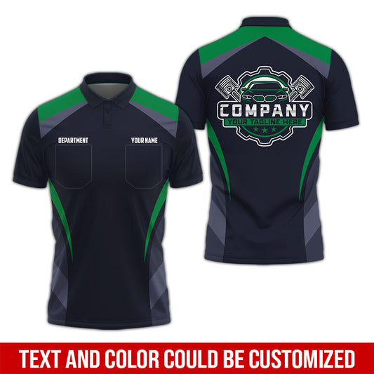 Joycorners Custom Name Mechanic Shirt, Unisex Green Crew Shirt for Automotive Workers, Perfect Gift for Him, 3D Printed Pocket Shirt PT2609