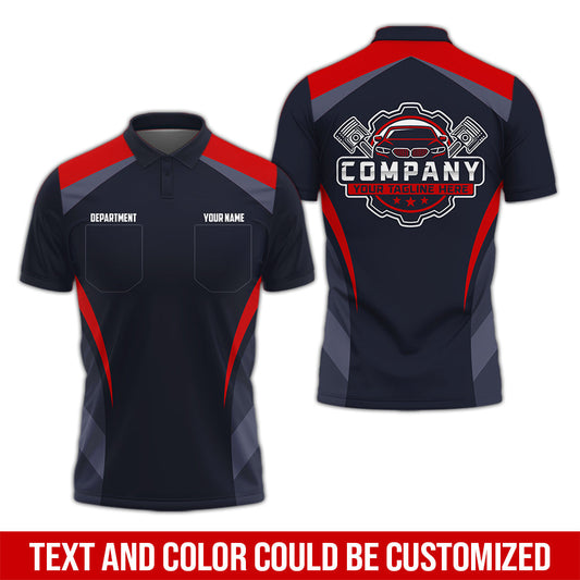 Joycorners Custom Name Mechanic Shirt, Unisex Red Crew Shirt for Automotive Workers, Perfect Gift for Him, Size S to 5XL, Printed Poket Shirt PT2609