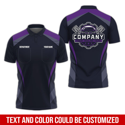Joycorners Custom Name Mechanic Shirt, Unisex Purple Crew Shirt for Automotive Workers, Perfect Gift for Him, 3D Printed Pocket Shirt PT2609