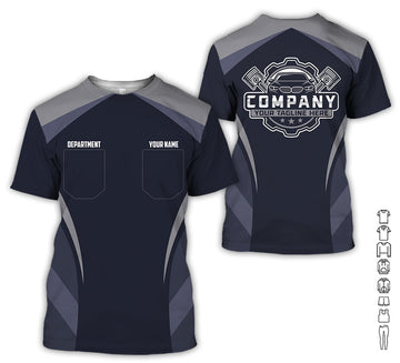 Joycorners Custom Name Mechanic Shirt, Unisex Grey Crew Shirt for Automotive Workers, Perfect Gift for Him, Size S to 5XL PT2609