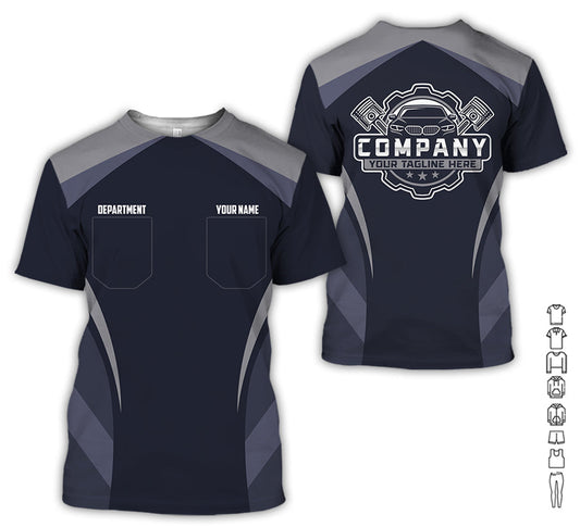 Joycorners Custom Name Mechanic Shirt, Unisex Grey Crew Shirt for Automotive Workers, Perfect Gift for Him, Size S to 5XL PT2609