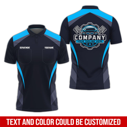 Joycorners Custom Name Mechanic Shirt, Unisex Blue Crew Shirt for Automotive Workers, Perfect Gift for Him, Size S to 5XL PT2609