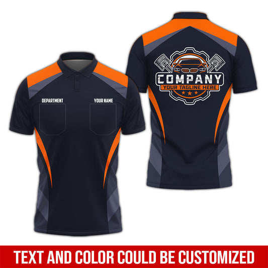 Joycorners Custom Name Mechanic Shirt, Unisex Orange Crew Shirt for Automotive Workers, Perfect Gift for Him, 3D Printed Pocket Shirt PT2609