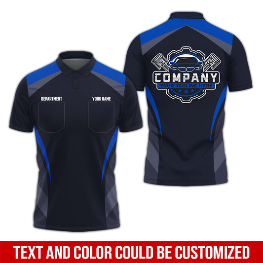 Joycorners Custom Name Mechanic Shirt, Unisex Navy Crew Shirt for Automotive Workers, Perfect Gift for Him, 3D Printed Pocket Shirt PT2609