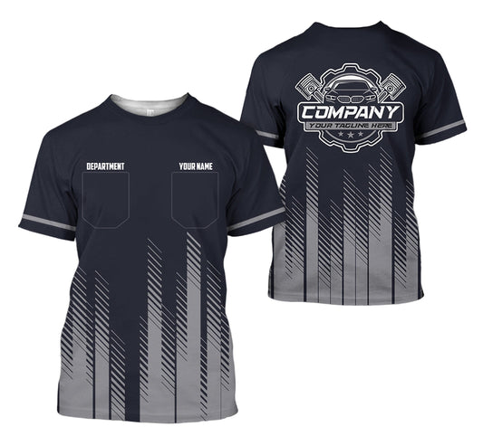 Joycorners Personalized Mechanic Shirt in Grey, 3D Printed Pocket Mechanic Shirt, Custom Name Work Shirt for Car Repair Technicians, Great Gift for Men PT2609