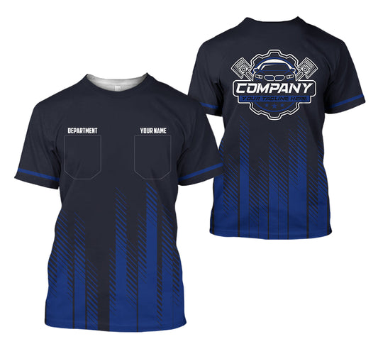 Joycorners Personalized Mechanic Shirt in Navy, 3D Printed Pocket Mechanic Shirt, Custom Name Work Shirt for Car Repair Technicians, Great Gift for Men PT2609