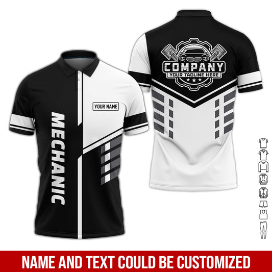 Joycorners Personalized Work Shirt for Mechanics, White 3D Printed Uniform for Men, Perfect Gift for Car Lovers and Garage Workers PT2609