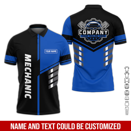 Joycorners Personalized Work Shirt for Mechanics, Navy 3D Printed Uniform for Men, Perfect Gift for Car Lovers and Garage Workers PT2609