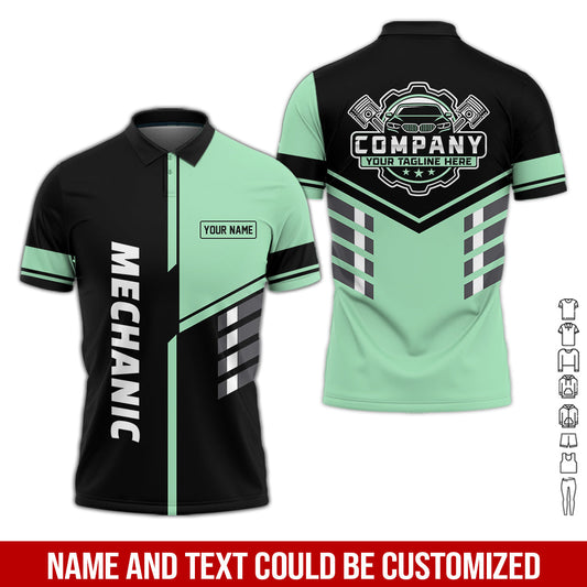 Joycorners Personalized Work Shirt for Mechanics, Seafoam 3D Printed Uniform for Men, Perfect Gift for Car Lovers and Garage Workers PT2609