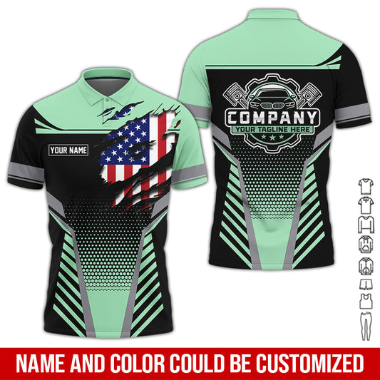 Joycorners Personalized Work Shirt for Mechanics, Perfect Gift for Car Guys, Diesel Techs, and Shop Crews, Seafoam Color, Work-Ready Fit PT2609