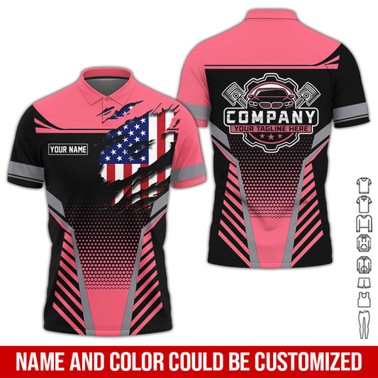 Joycorners Personalized Work Shirt for Mechanics, Perfect Gift for Car Guys, Diesel Techs, and Shop Crews, Neon Pink Color, Work-Ready Fit PT2609