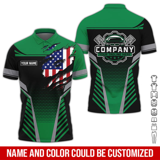 Joycorners Personalized Work Shirt for Mechanics, Perfect Gift for Car Guys, Diesel Techs, and Shop Crews, Green Color, Work-Ready Fit PT2609