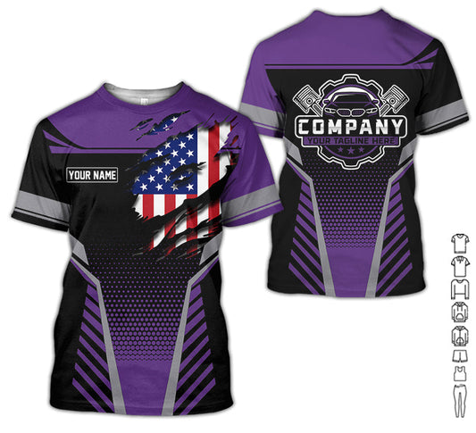 Joycorners Personalized Work Shirt for Mechanics, Perfect Gift for Car Guys, Diesel Techs, and Shop Crews, Purple Color, Work-Ready Fit PT2609