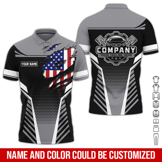 Joycorners Personalized Work Shirt for Mechanics, Perfect Gift for Car Guys, Diesel Techs, and Shop Crews, Grey Color, Work-Ready Fit PT2609