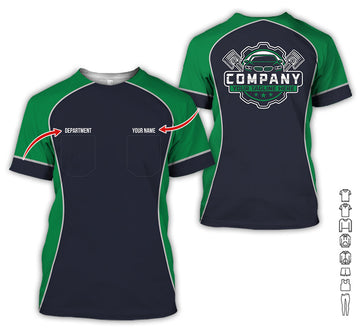 Joycorners Custom Name Mechanic Shirt for Men, Personalized Garage Workwear Print, Great Gift for Auto Techs, Green Mechanic T-Shirt PT2609