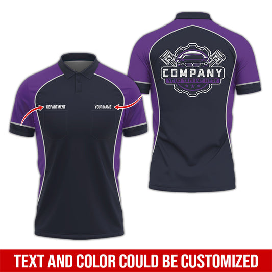 Joycorners Custom Name Mechanic Shirt for Men, Personalized Garage Workwear Print, Great Gift for Auto Techs, Purple Mechanic T-Shirt PT2609