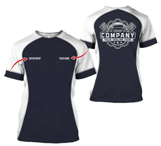 Joycorners Custom Name Mechanic Shirt for Men, Personalized Garage Workwear Print, Great Gift for Auto Techs, White Mechanic T-Shirt PT2609