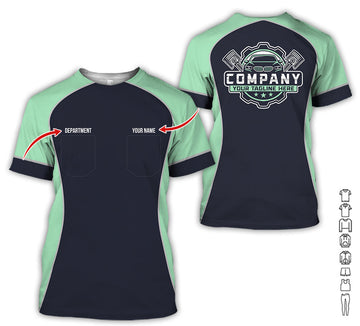 Joycorners Custom Name Mechanic Shirt for Men, Personalized Garage Workwear Print, Great Gift for Auto Techs, Seafoam Mechanic T-Shirt PT2609