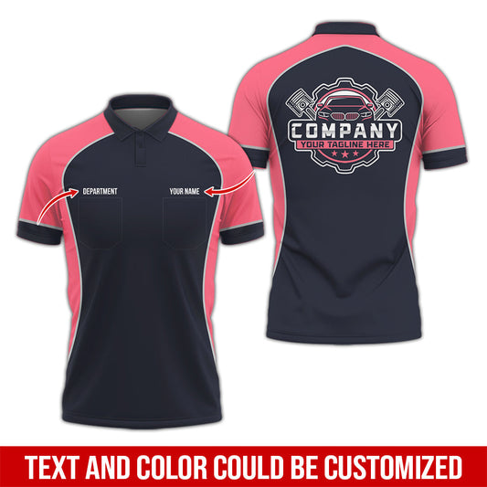 Joycorners Custom Name Mechanic Shirt for Men, Personalized Garage Workwear Print, Great Gift for Auto Techs, Neon Pink Mechanic T-Shirt PT2609