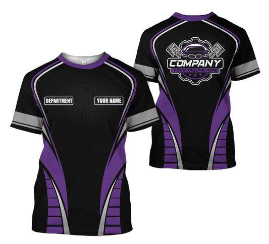 Joycorners Personalized Mechanic 3D Print Shirt, Purple Mechanic Work Shirt, Gift Idea for Auto Technicians, Comfortable Fit for Men and Women PT2609