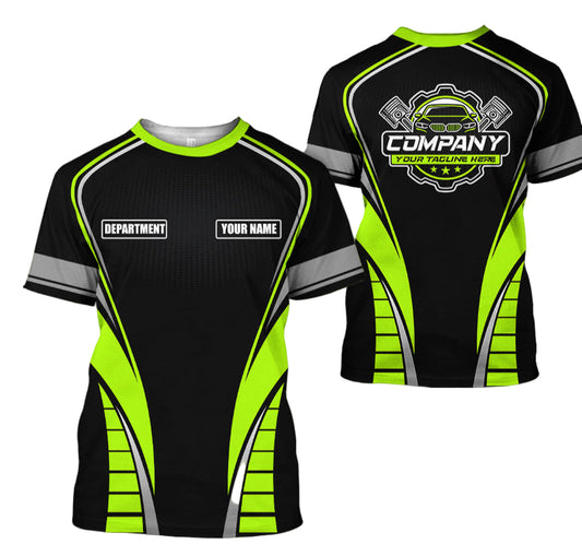 Joycorners Personalized Mechanic 3D Print Shirt, Yellow Green Mechanic Work Shirt, Gift Idea for Auto Technicians, Comfortable Fit for Men and Women PT2609