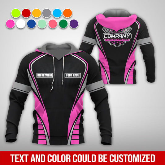Joycorners Personalized Mechanic 3D Print Shirt, Pink Mechanic Work Shirt, Gift Idea for Auto Technicians, Comfortable Fit for Men and Women PT2609