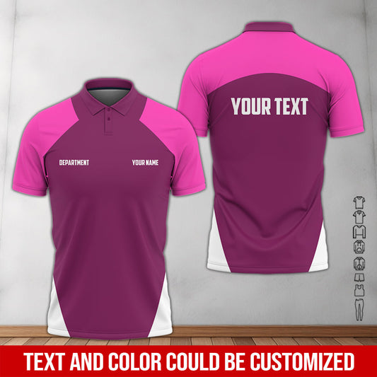 Joycorners Custom Mechanic Work Shirt with Name & Department, Personalized Uniform Pink Shirt, Apparel Clothing for Men PT2609
