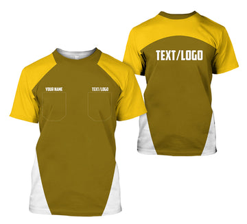 Joycorners Custom Name Mechanic Shirt in Yellow, Unisex Work Shirt for Car Technicians, Great Gift for Him, Available in Sizes S to 5XL PT2609