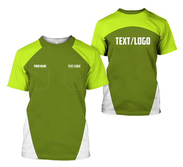Joycorners Custom Name Mechanic Shirt in Yellow Green, Printed Pocket Shirt, Unisex Work Shirt for Car Technicians, Great Gift for Him, Available in Sizes S to 5XL PT2609