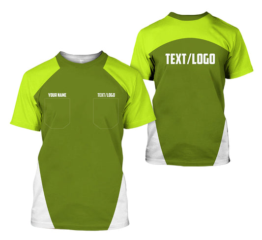 Joycorners Custom Name Mechanic Shirt in Yellow Green, Printed Pocket Shirt, Unisex Work Shirt for Car Technicians, Great Gift for Him, Available in Sizes S to 5XL PT2609