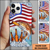 Joycorners Fishing Phone Case American Flag Beer Bottles Fish Art Personalized Name 3D Phone Case (10 Fish Species)