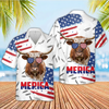 Joycorners Funny Cows Merica USA Flag Patriotic 3D Hawaiian Shirt (10 Breeds)