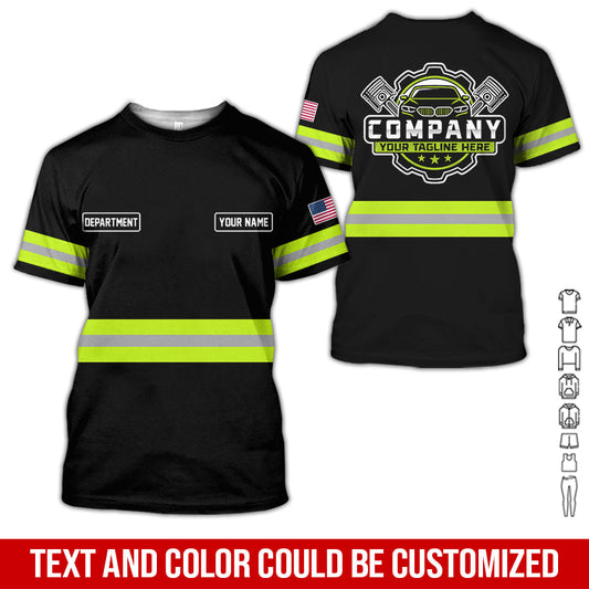 Joycorners Custom Mechanic Shirt, Gift for Car Lovers, Husband, or Boyfriend, Unisex Fit for Men and Women, Classic Yellow Green Shirt PT2609