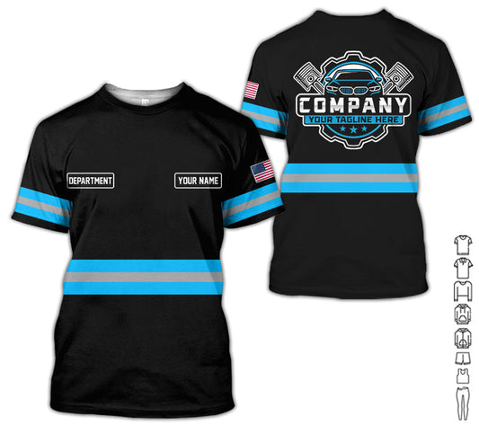 Joycorners Custom Mechanic Shirt, Gift for Car Lovers, Husband, or Boyfriend, Unisex Fit for Men and Women, Classic Blue Shirt PT2609