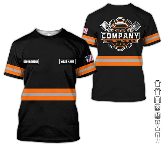 Joycorners Custom Mechanic Shirt, Gift for Car Lovers, Husband, or Boyfriend, Unisex Fit for Men and Women, Classic Orange Shirt PT2609