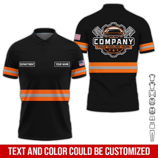 Joycorners Custom Mechanic Shirt, Gift for Car Lovers, Husband, or Boyfriend, Unisex Fit for Men and Women, Classic Orange Shirt PT2609